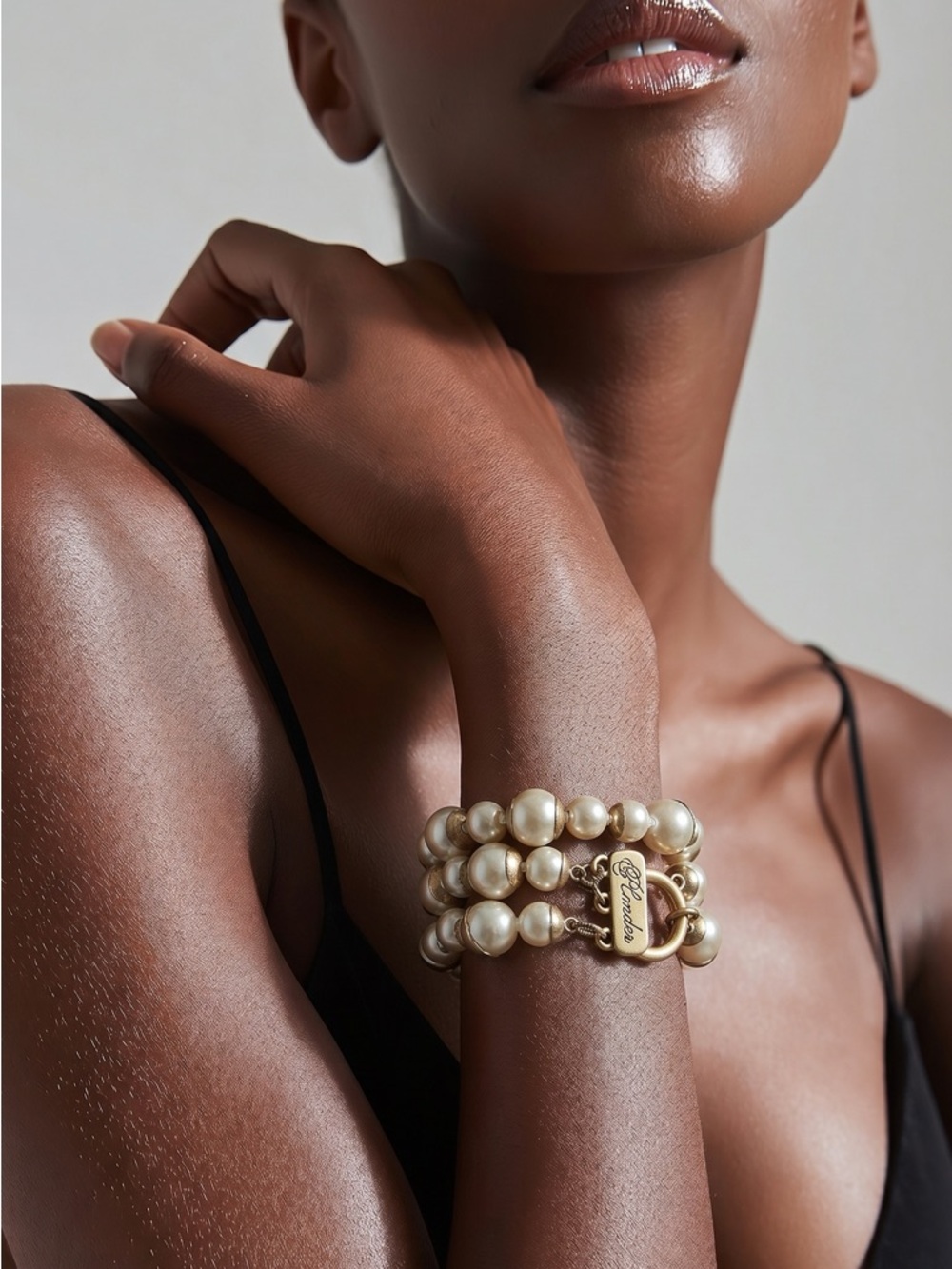 Plunder Gold Tone Triple-Strand Pearl Bracelet